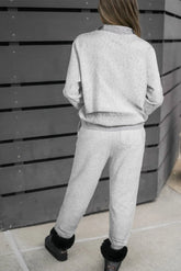 Quarter Zip Long Sleeve Top and Drawstring Pants Set OutfitFlow